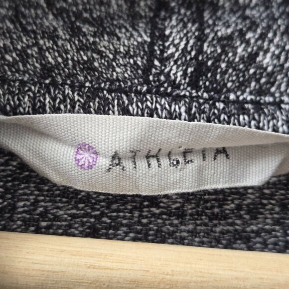 Athleta Pose Wrap Cardigan Womens M Heathered‎ black Hooded Pockets Athleisure - Picture 5 of 12